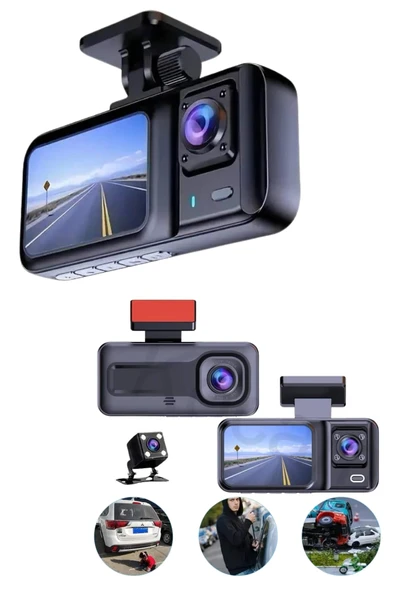 Ekranlı Sürüş Kaydedici DVR Ön ve Arka Kameralı Full HD Çözünürlüklü - Resim 2