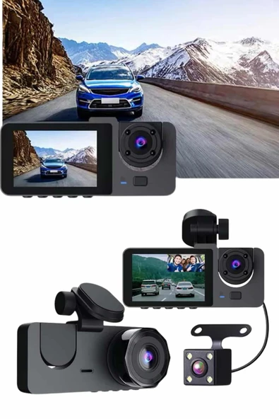 Gece Görüşlü DVR 3 Lensli Araç İçi Sürüş Kamerası Video Kaydedici - 3