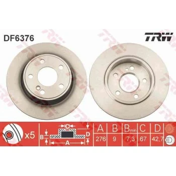 Mercedes Fren Diski Arka - Fren Diski Arka - Trw Df6376 - Resim 1