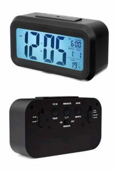 Dijital Masa Saati Takvim Çalar Saat Alarmlı Işıklı Led Ekran Pilli - 2
