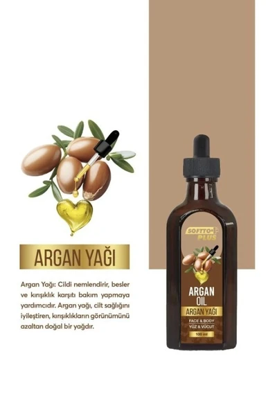 Softto Plus Argan Cilt Nemlendirme Etkili Yüz ve Vücut Yağı 100 ml - 3