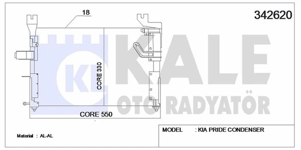 Kia Klima Radyatoru Kia Pride 1996 2001 - Kale 342620 ürün görseli
