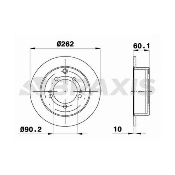 Mitsubıshı Arka Fren Aynası Duz Mitsubıshı Eclipse 94-99 Lancer 03-08 Outlander 01-06 Space Runner 99-03 (261x5 - Braxıs Ae0605 ürün görseli