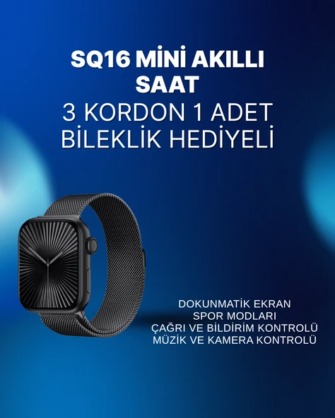 Mini Series 10 Akıllı Saat | 3 Kordon + Bileklik Hediyeli, Tüm Telefonlarla Uyumlu ürün görseli