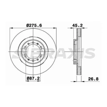 Mitsubıshı On Fren Disk Aynası  Havalı Mitsubıshı Pajero II 96-00 276x6 - Braxıs Ae0699 ürün görseli