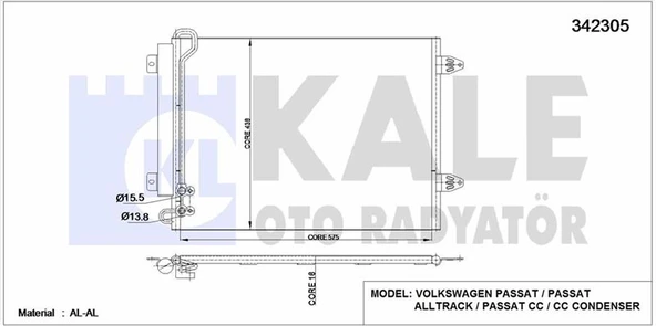 Vag Klima Radyatoru Passat / CC 1.4 1.8 2.0tsi 3.2 3.6fsi 05>16 - Kale 342305 ürün görseli