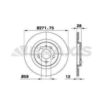 Psa Arka Fren Aynası P807 2.0-2.2hdi 02> C8 2.0hdi 2.2hdi 02> Ulysse 02> (cap:272 Kalınlık:12x5delik) - Braxıs Ae0254 ürün görseli