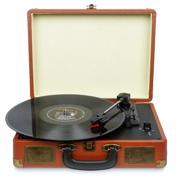 fomix FM-102 kahverengi  Hoparlörlü Bluetoothlu Pikap Plak Çalar - Resim 4