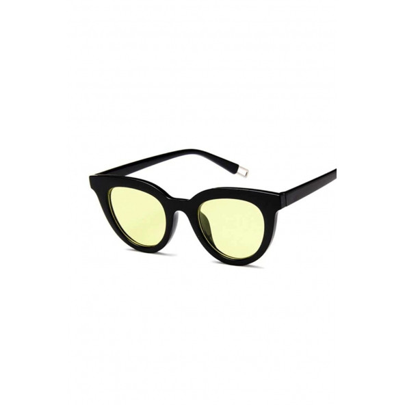 Bluoklight Kedi Gözü Vintage Uv400 Kadın Güneş Gözlüğü (siyah-sarı)