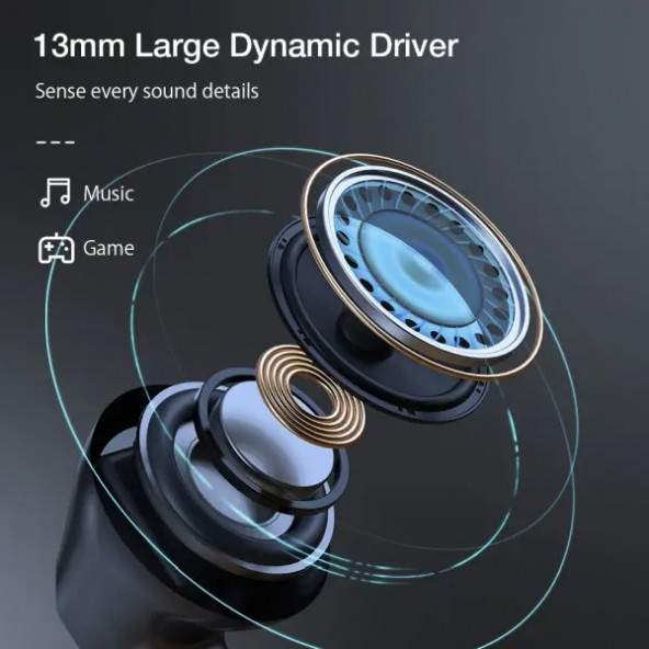 BlitzWolf BW-FLB5 TWS Bluetooth V5.0 HiFi Stereo 13mm Büyük Dinamik Sürücü Düşük Gecikmeli RGB Oyuncu Kulaklığı - 2