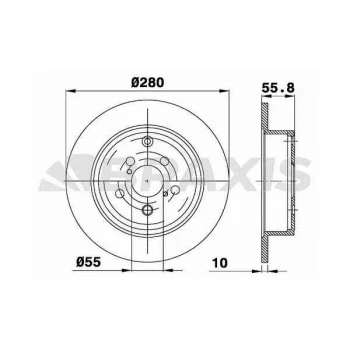 Toyota Arka Fren Disk (aynası) Duz Toyota Avensis 1.6 1.8 2.0d 03>08 (280×5) - Braxıs Ae0270 ürün görseli