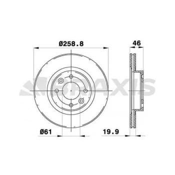 Renault On Fren Disk Aynası Havalı Espace 2.0 / 2.0i / 2.1 / 2.1td 86 91 R25 2.0 / 2.1d / 2.1td / 2.2 84 92 - Braxıs Ae0441 ürün görseli
