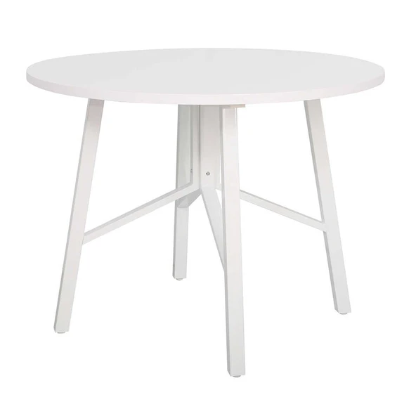 Round Yuvarlak Yemek Masası - Beyaz 110x110x76 cm - 2