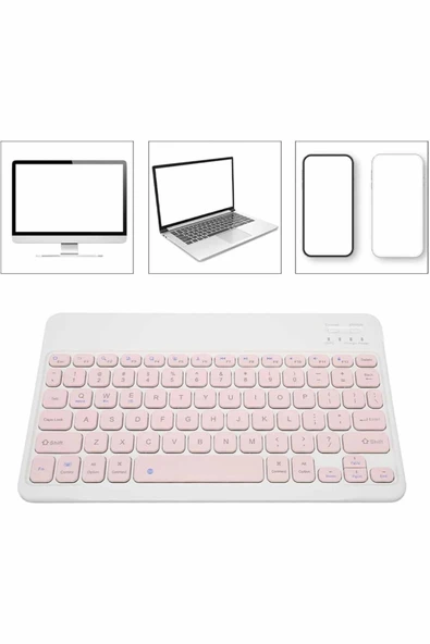 Bluetooth Şarj Edilebilir Mini Q Klavye Kablosuz Taşınabilir - 3