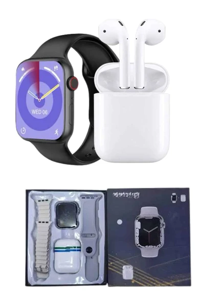 Akıllı Saat Gümüş Kasa Bluetooth Kulaklık Hediyeli Çok Fonksiyonlu İkili Set - Resim 5