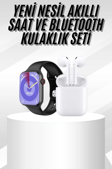 Yeni Nesil Akıllı Saat Ve Kulaklık Seti Gümüş Kasa Zarif Tasarım Çok Fonksiyonlu ürün görseli