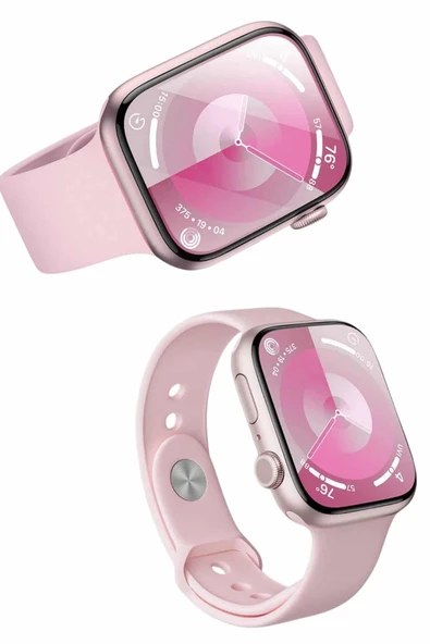 Pembe Akıllı Saat 49mm iOS & Android Uyumlu Arama Özellikli - Resim 4