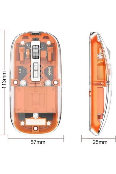 Mouse Fare Kablosuz Mouse Fare Şarjlı Bluetooth Sessiz 5 Tuşlu Şeffaf - 5