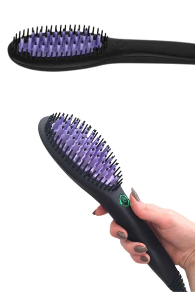 Elektrikli Fırça Taşınabilir Saç Düzleştirici Tarak Sıkı Dişli - 5
