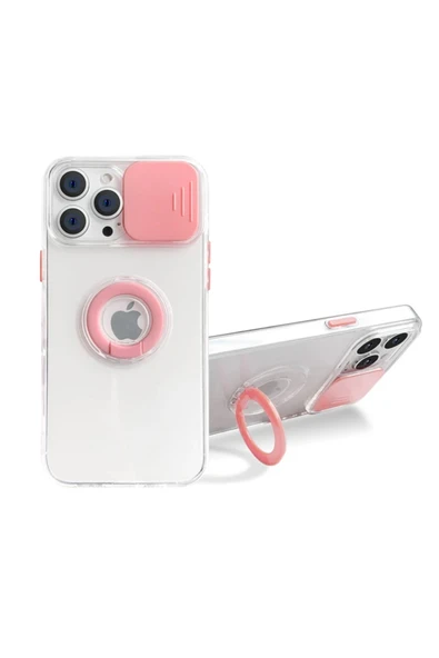 Akman Ally iPhone 13 Pro 6.1 inç Kılıf Sürgülü Kamera Lens Korumalı Yüzük Sta - ACL6205863-4542 - Resim 2