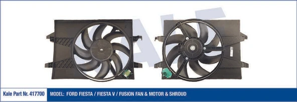 Ford Fan Motoru Komple (+ac) Fiesta V Fusıon 1,25 / 1,4 16v / 1,4tdci 02>08 Mazda II Mazda III 1,25 / 1,4 - Kale 417700 ürün görseli