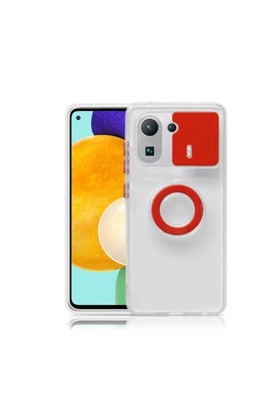 Akman Ally Xiaomi Mi 11 Pro Kılıf Sürgülü Kamera Lens Korumalı Yüzük Standlı - ACL6203259-4344 - Resim 2