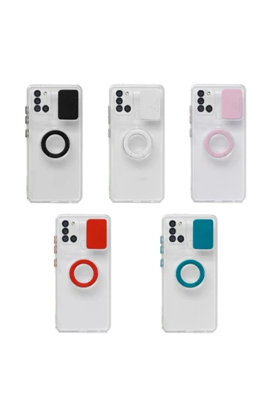 Akman SM Galaxy A21S (SM-A217) Kılıf Sürgülü Kamera Lens Korumalı Yüzük Standl - ACL6208144-4651 - Resim 6