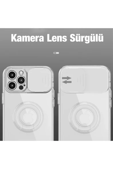 Akman Ally iPhone 12 Pro 6.1inç Kılıf Sürgülü Kamera Lens Korumalı Yüzük Stan - ACL6205013-5907 - Resim 4