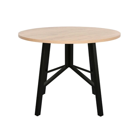 Round Yuvarlak Yemek Masası - Ceviz/Siyah 110x110x76 cm - 2