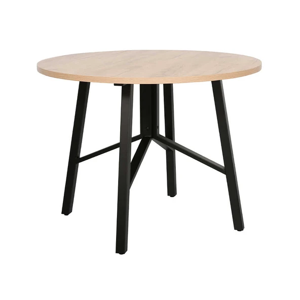Round Yuvarlak Yemek Masası - Ceviz/Siyah 110x110x76 cm - 3