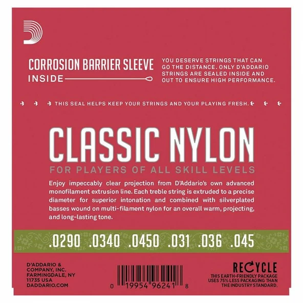 DADDARIO EJ27N 1/2 DADDARIO EJ27N 1/2 KLASİK GİTAR TEL SETİ, SILVERPLATED WOUND, NORMAL TENSION - Resim 3