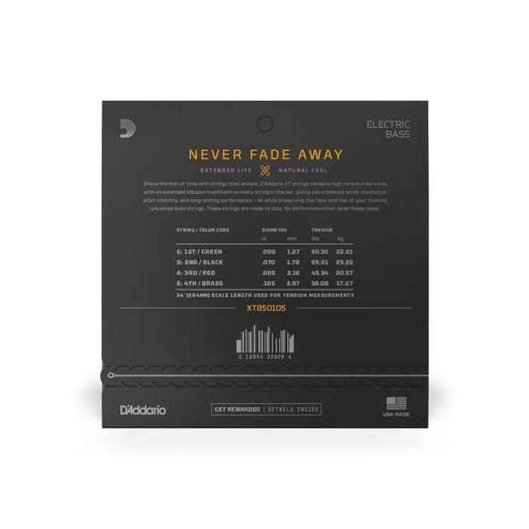 DADDARIO XTB50105 DADDARIO XTB50105 BASS GİTAR TEL SETİ, XT, 50-105, 4 TELLİ - Resim 2