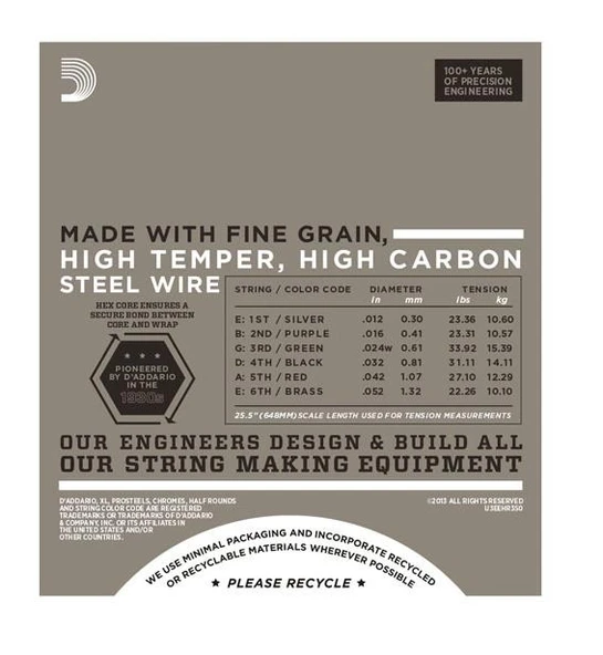 DADDARIO EHR350 DADDARIO EHR350 ELEKTRO GİTAR TEL SETİ, 12-52, HALF ROUNDS, JAZZ LITE - Resim 3