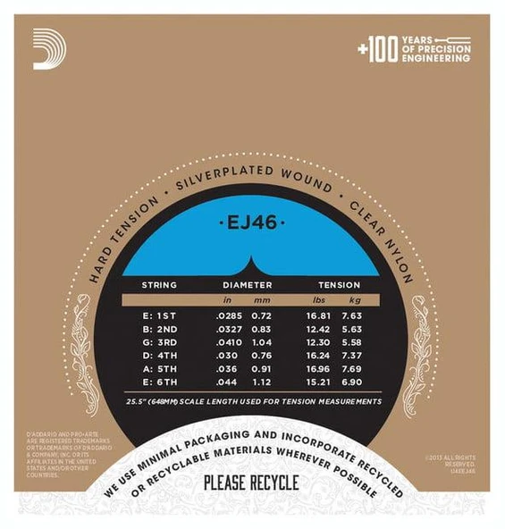 DADDARIO EJ46 DADDARIO EJ46 PRO-ARTE KLASİK GİTAR TEL SETİ, SILVERPLATED WOUND, HARD TENSION - Resim 3