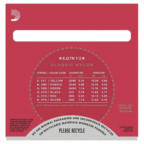 DADDARIO EJ27N 1/2 DADDARIO EJ27N 1/2 KLASİK GİTAR TEL SETİ, SILVERPLATED WOUND, NORMAL TENSION - Resim 2