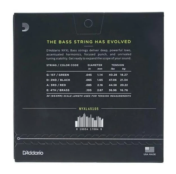 DADDARIO NYXL45105 DADDARIO NYXL45105 BASS GİTAR TEL SETİ, NYXL SERİSİ, LONG SCALE, 4 TELLİ - 2