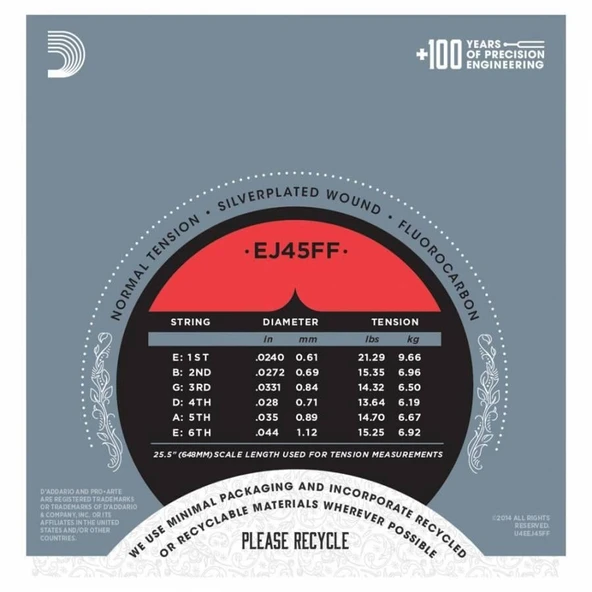 DADDARIO EJ45FF DADDARIO EJ45FF PRO-ARTE KLASİK GİTAR TEL SETİ, CARBON, NORMAL TENSION - Resim 2