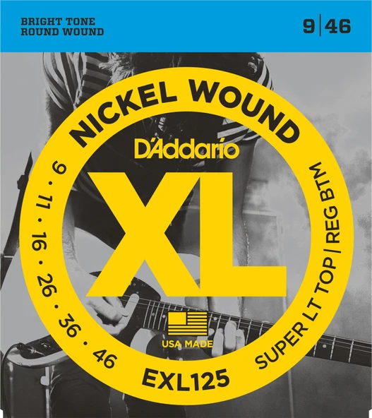 DADDARIO EXL125 DADDARIO EXL125 ELEKTRO GİTAR TEL SETİ, XL, 9-46, SUPER LIGHT TOP/REGULAR BOTTOM ürün görseli