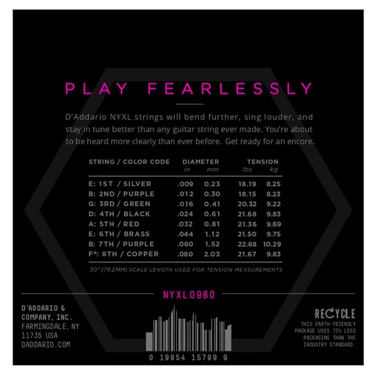 DADDARIO NYXL0980 DADDARIO NYXL0980 ELEKTRO GİTAR TEL SETİ, 09-80, 8 TELLİ, SUPER LIGHT - 2
