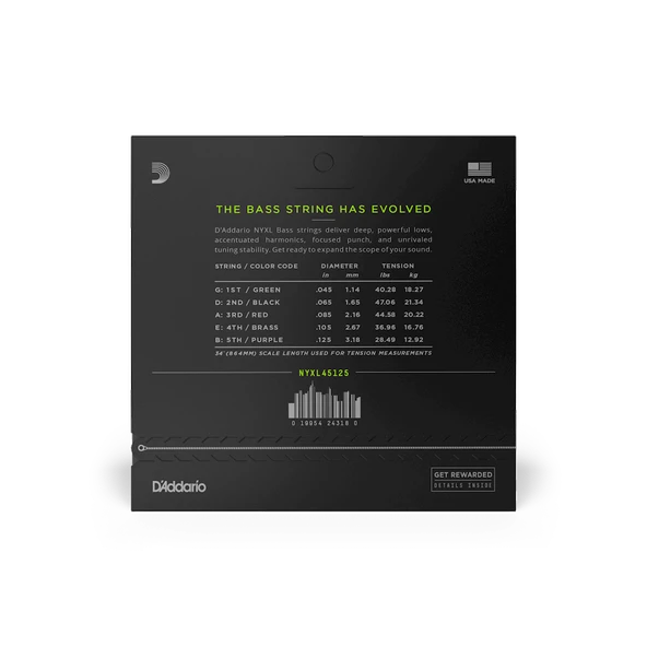 DADDARIO NYXL45125 DADDARIO NYXL45125 BASS GİTAR TEL SETİ, NYXL SERİSİ, LONG SCALE, 5 TELLİ - 2