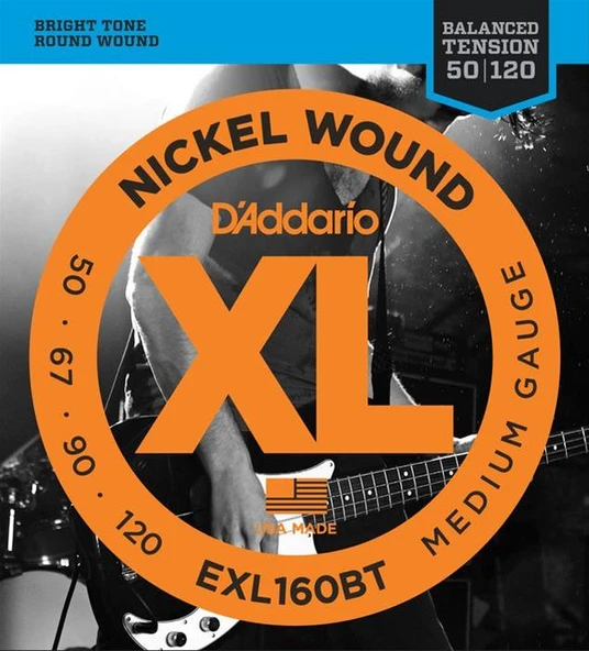 DADDARIO EXL160BT DADDARIO EXL160BT BASS GİTAR TEL SETİ, XL, 50-120 LONG SCALE, NICKEL ürün görseli