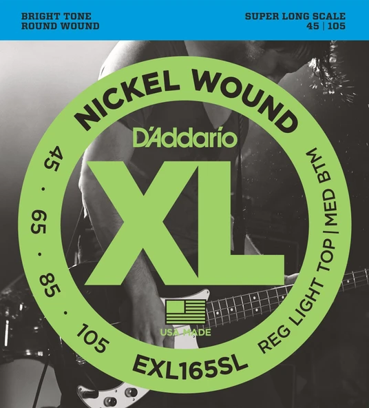 DADDARIO EXL165SL DADDARIO EXL165SL BASS GİTAR TEL SETİ, XL SERİSİ, NICKEL WOUND, REGULAR LIGHT