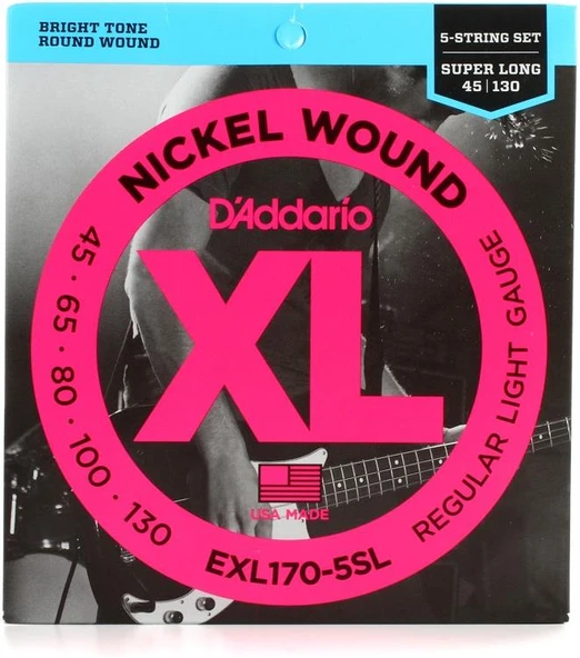 DADDARIO EXL170-5SL DADDARIO EXL170-5SL BASS GİTAR TEL SETİ , 5 TELLİ, XL, 45-130, SUPER LONG, REGULAR LIGHT ürün görseli