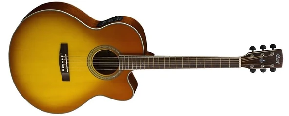 CORT ÇİN CJ5X-HBS ELEKTRO AKUSTİK GİTAR JUMBO CUTAWAY, HONEY BURST, ürün görseli 1