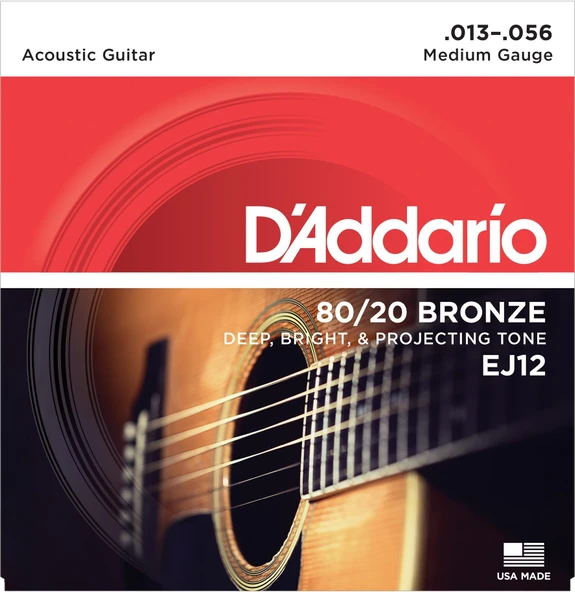 DADDARIO EJ12 DADDARIO EJ12 AKUSTİK GİTAR TEL SETİ, 13-56, 80/20 BRONZE, MEDIUM ürün görseli