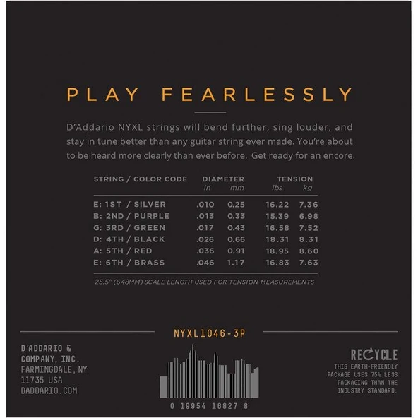 DADDARIO NYXL1046-3P DADDARIO NYXL1046-3P ELEKTRO GİTAR TEL SETİ, 3 LÜ PAKET, REGULAR LIGHT - 2