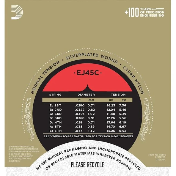 DADDARIO EJ45C DADDARIO EJ45C PRO-ARTE KLASİK GİTAR TEL SETİ, COMPOSITE CORE, NORMAL TENSION - 3