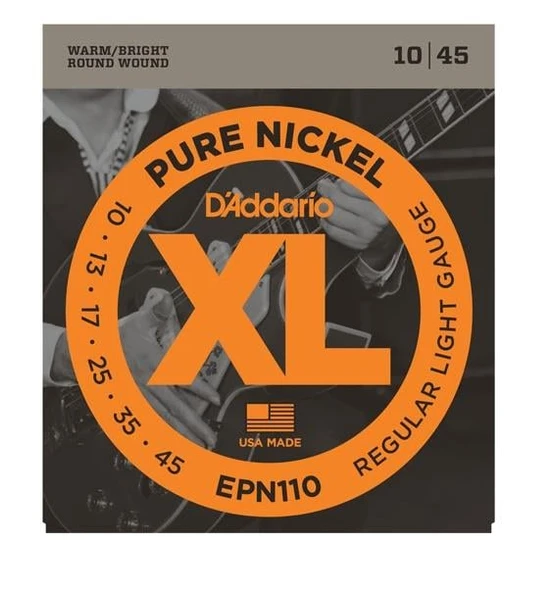 DADDARIO EPN110 DADDARIO EPN110 ELEKTRO GİTAR TEL SETİ, XL, PURE NICKEL, 10-45, REGULAR LIGHT ürün görseli