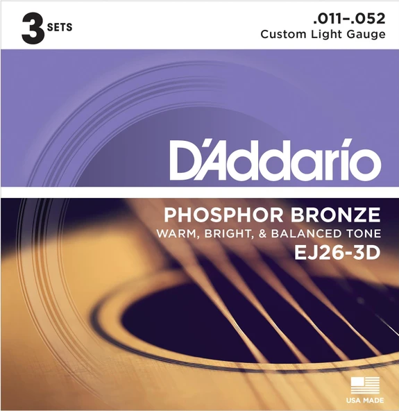DADDARIO EJ26-3D DADDARIO EJ26-3D AKUSTİK GİTAR TEL SETİ, 3'LÜ PAKET, PHOSPHOR BRONZE ürün görseli
