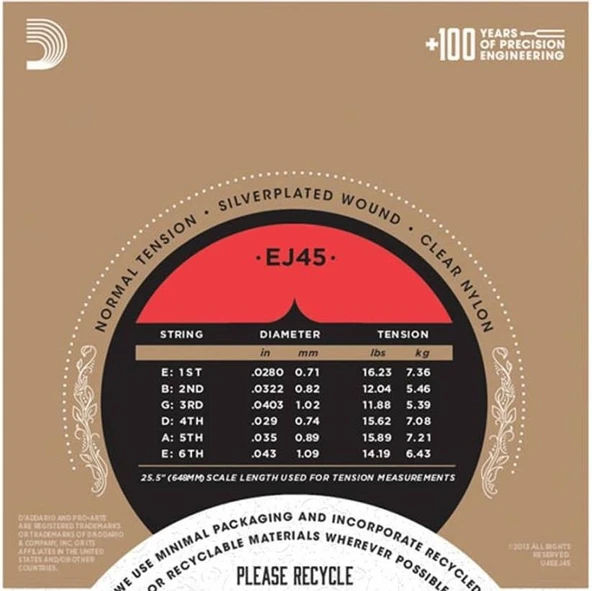 DADDARIO EJ45 DADDARIO EJ45 PRO-ARTE KLASİK GİTAR TEL SETİ, SILVERPLATED WOUND, NORMAL TENSION - Resim 2